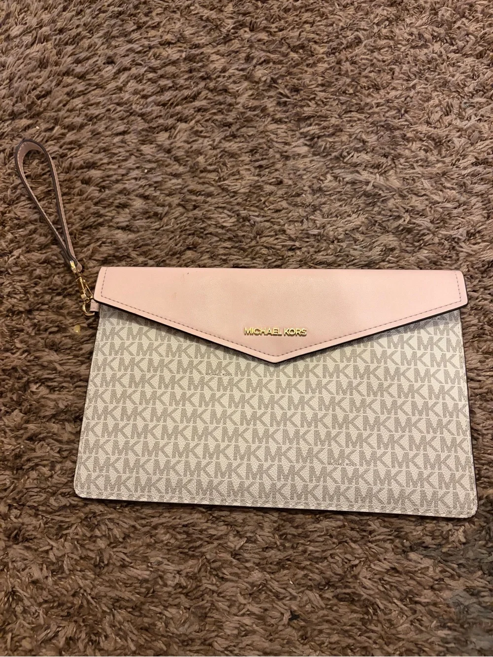 Michael Kors Pink and Beige MK Logo Clutch - Picture 1 of 5